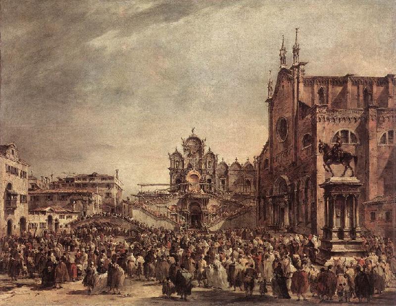 Pope Pius VI Blessing the People on Campo Santi Giovanni e Paolo sdg, GUARDI, Francesco